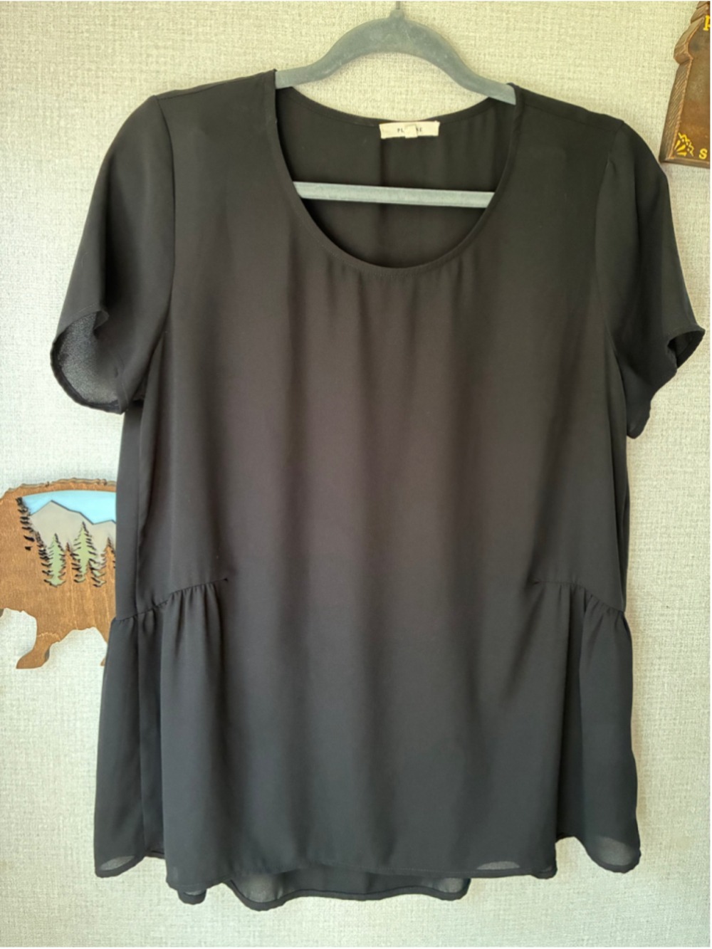 Women's Pleione By Anthropologie Black Peplum Blouse Size S